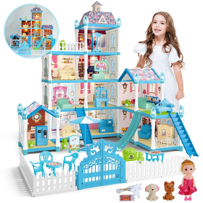Avelena | Puppenhaus Mit Farbenfrohem Licht, Tust Als Ob Spiel Multirom & 2 Puppen