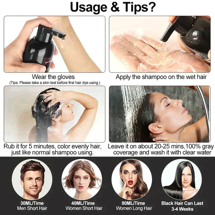 Avelena | Schwarze Haarfärbe-Shampoo - Ayurveda Keine Nebenwirkungen
