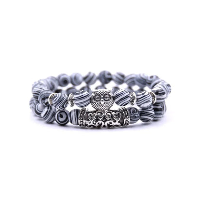 Avelena | Eule Charme Naturstein Armband