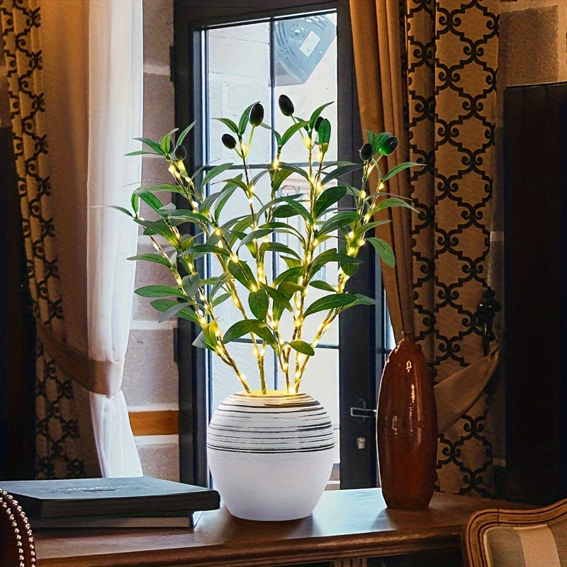 Avelena | Beleuchteter Olivenbaum LED Lampe – Modernes Dekor für festliche Anlässe, Hochzeiten, Geburtstage und Partystimmung, ideal für Esstisch, Schrank oder Café-Dekor