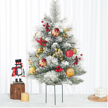 Avelena | Weihnachtliche Urnen-Deko mit LED-Lichtern | Realistische Tannenzweige & Beeren | Innen- und Außenbereich
