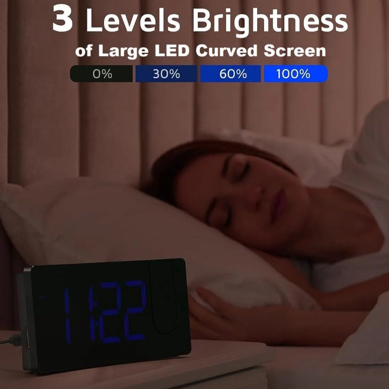 Avelena | Projektor Wecker Mit 180° Rotierbarem Projektor, 3-Stufen Helligkeit, Progressiver Lautstärke & Usb Ladegerät