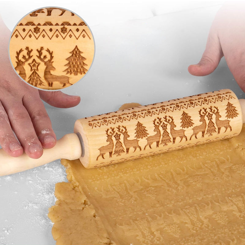 Avelena | Weihnachtliche Holz-Ausrollwalzen