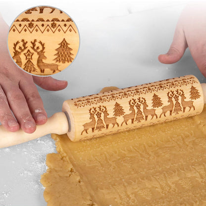 Avelena | Weihnachtliche Holz-Ausrollwalzen