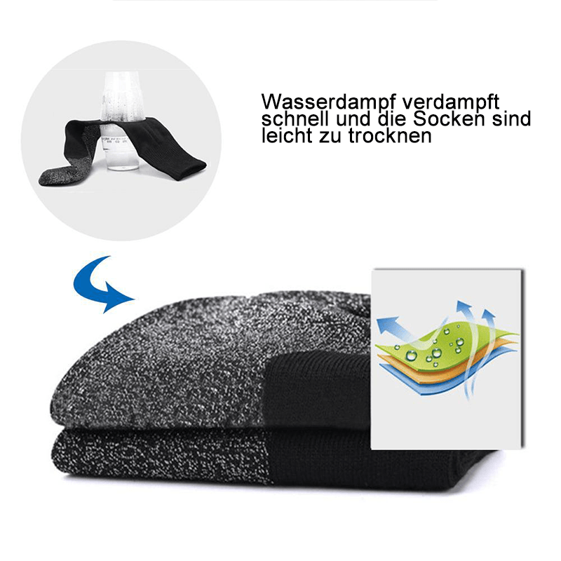 Avelena | Warme Socken 35 Grad konstante Temperatur Socken，Drei Paar schwarze Socken
