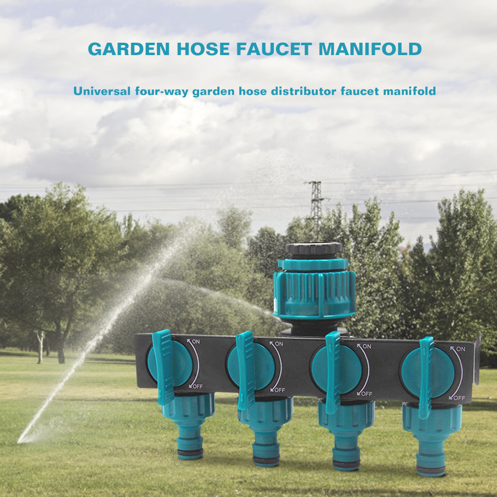 Avelena | Universeller 4-Wege Garten-Schlauchverteiler – Verstellbarer Wasserhahnverteiler