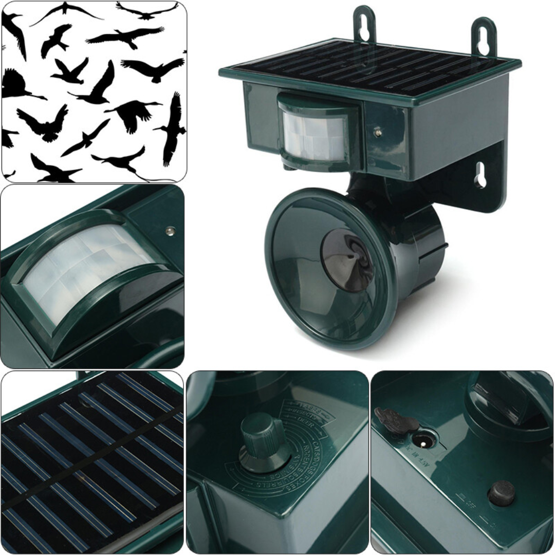 Avelena | TerraGuard – Wetterfester Solar-Vogelvertreiber mit PIR-Bewegungssensor & natürlichem Geräuschabwehrmittel