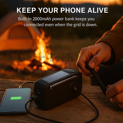 Avelena | Tragbares Aufziehradio | AM/FM, Wetterberichte & Eingebauter Powerbank für Notfallvorsorge
