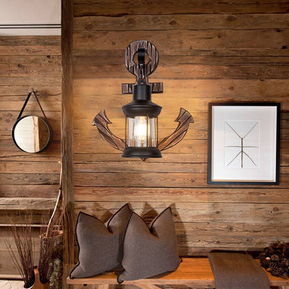 Avelena | Vintage Anker LED Wandleuchte - Industrie Metall & Holz für Esszimmer/Wohnzimmer
