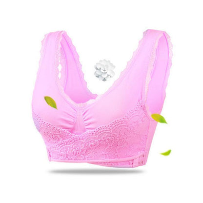 Avelena | Drahtloser vorderer Kreuzschnallen-Spitzenlift-BH