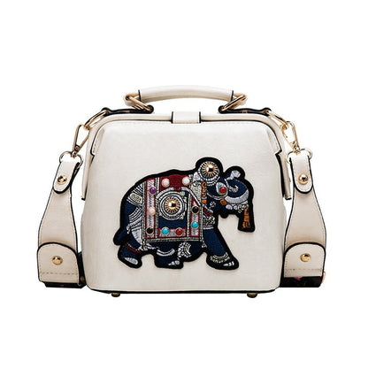 Avelena | Vintage Stickerei Elefant Tasche