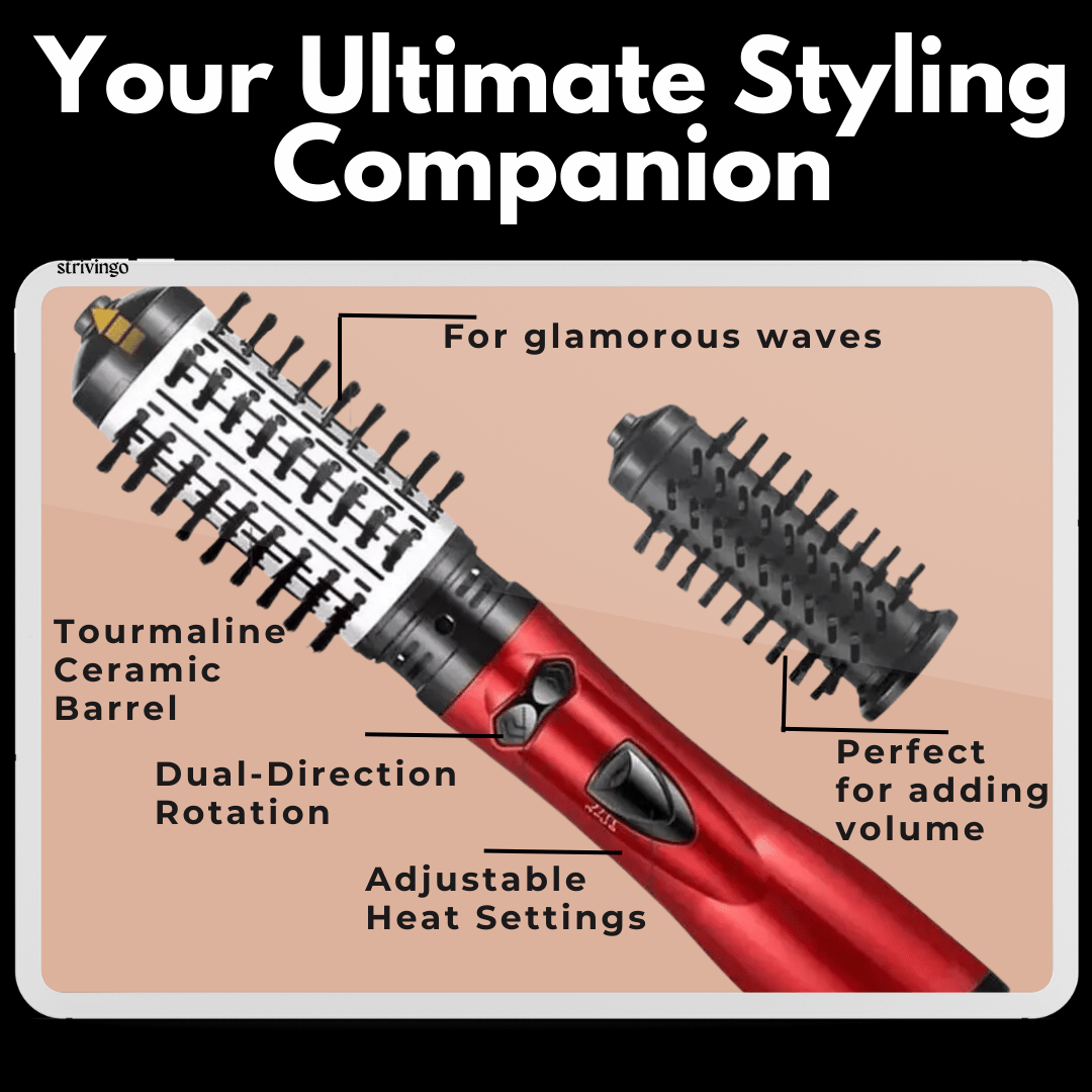 Avelena | 3-in-1 Rotierender Haartrockner und Styler mit einstellbarer Temperatur für mühelose Locken und Wellen