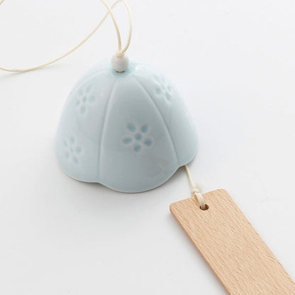 Avelena | Japanische Keramikklingeln, Sakura Glockenringe, Hängende Gartenklingeln, Wohnraum Gartendekoration, Weiß