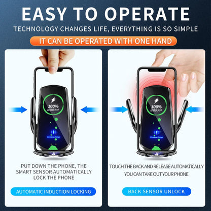 Avelena | 2-in-1 Kabelloses Auto-Ladegerät & Handyhalter Automatische Klemmung - Schnelles Laden Sichere Universelle Kompatibilität Einstellbar & Praktisch