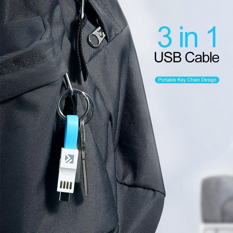 Avelena | 3-In-1 Schlüsselanhänger Daten Synchronisation Lade Kabel