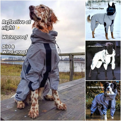 Avelena | Wasserdichter Hundemantel mit Beinen – Reflektierende Hunderegenjacke für kleine und große Rassen | Bester Regenmantel für Hunde UK