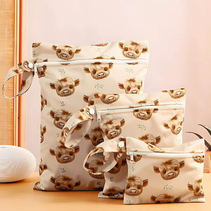 Avelena | Baby Zoo Safari Print Wiederverwendbare Nass-Trocken-Tasche | 3er Set