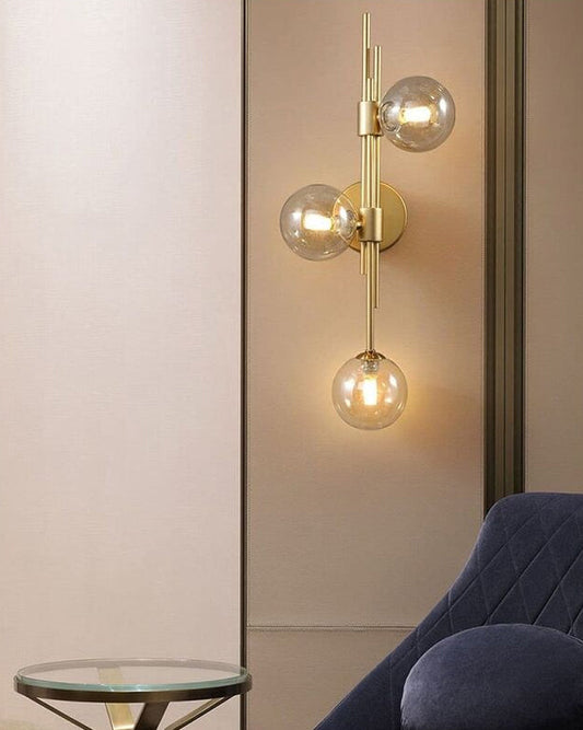Avelena | 3 Kopf Glas Ball Wandlampe - Bernstein