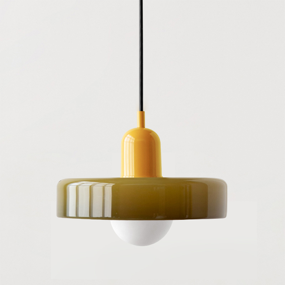 Avelena |  Pendelleuchte aus farbigem Glas | Elegante Hängeleuchte im Bauhaus-Stil | Designlampe für Wohnzimmer & Esszimmer