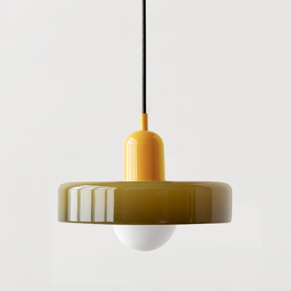 Avelena |  Pendelleuchte aus farbigem Glas | Elegante Hängeleuchte im Bauhaus-Stil | Designlampe für Wohnzimmer & Esszimmer