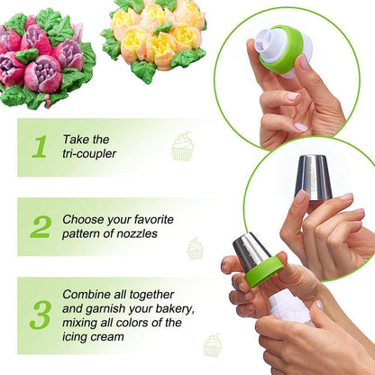 Avelena | Edelstahl Spritztüllen Set (13 Teile) für Cupcakes und Tortendekoration