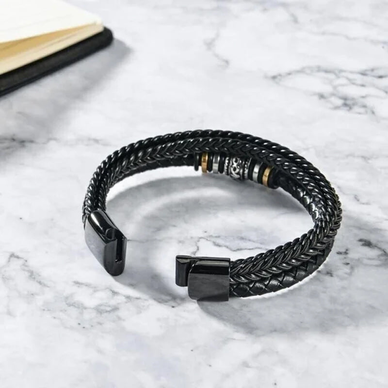Avelena | für Meinen Sohn Armband – Klassisches Geflochtenes Lederarmband mit Graviertem Text, Magnetverschluss aus Edelstahl – Perfektes Geschenk für Männer