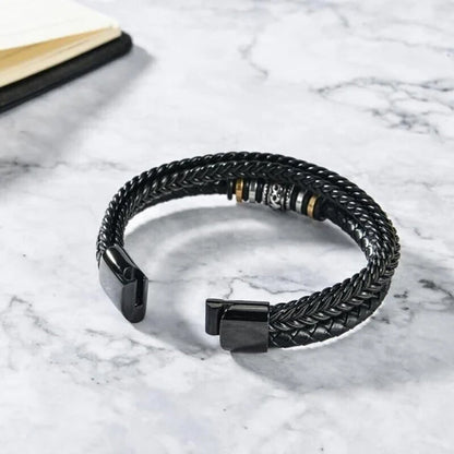 Avelena | für Meinen Sohn Armband – Klassisches Geflochtenes Lederarmband mit Graviertem Text, Magnetverschluss aus Edelstahl – Perfektes Geschenk für Männer