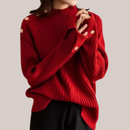 Avelena | Gemütlicher Rollkragenpullover mit Knopfakzenten