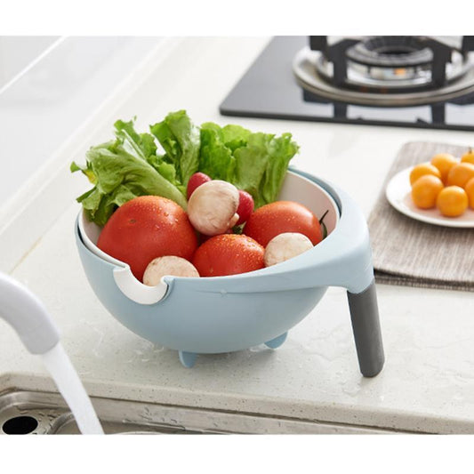 Avelena | Doppelschicht Flip-Drain-Korb, Obst- und Gemüsekorb aus Kunststoff, Tropfkorb