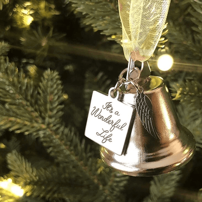 Avelena | 🎄Weihnachtsbaum-Gedenkornamente Engel Flügel Glockenanhänger hängende Dekoration