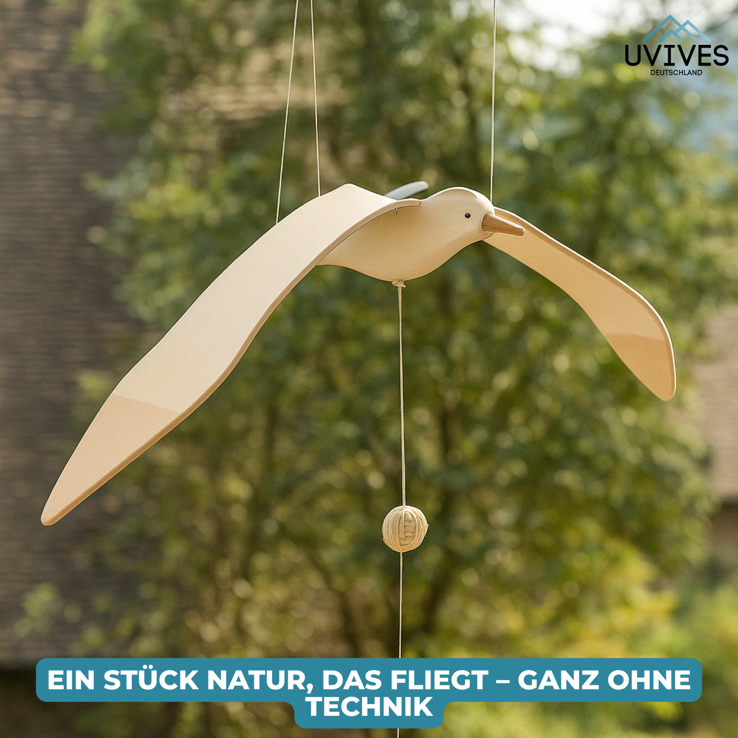 Avelena | SkyGull – Handgeschnitzte Möwe mit flatternden Flügeln