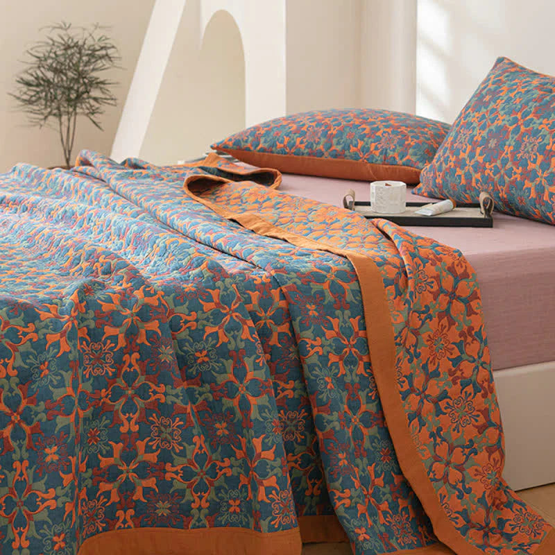 Avelena | & Blaues Muster Sechs-lagiges Baumwoll-Quilt - TerraLoom