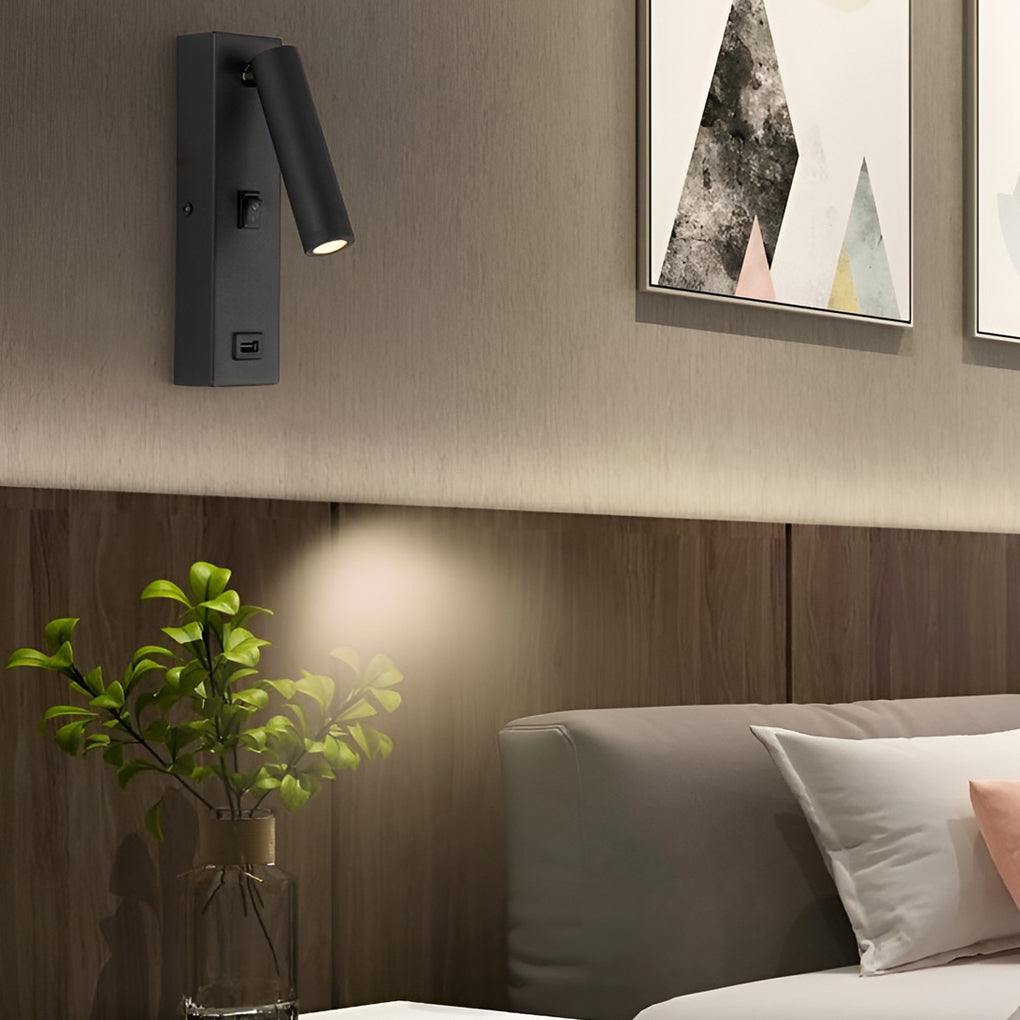 Avelena | Artilicht Rechteckige, Verstellbare, Moderne Led-Wandlampe mit Schalter und Usb-Ladeanschluss