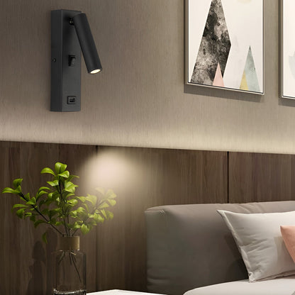 Avelena | Artilicht Rechteckige, Verstellbare, Moderne Led-Wandlampe mit Schalter und Usb-Ladeanschluss