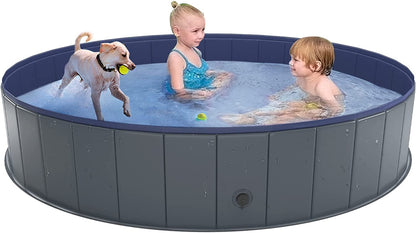 Avelena | Zusammenklappbares Hundepool, Zusammenfaltbarer Kunststoff Hundepool, Tragbare Badewanne Für Haustiere Hunde Und Katzen, Haustier Wasserpool Für Innen Und Außen, 32 X 8 Zoll