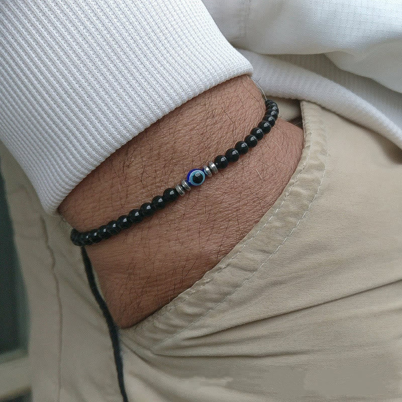 Avelena | Gemachte 4Mm Natürliche Steinarmband mit Bösem Blick Thor Edition für Männer