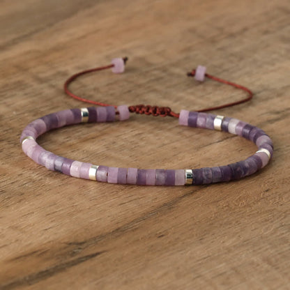 Avelena | Geflochtenes Armband mit 2,4 Mm Natursteinrollen Seraphina
