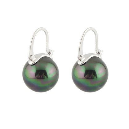 Avelena | Black pearl earrings Available in white champagne gray gold and black pearl dangling earrings