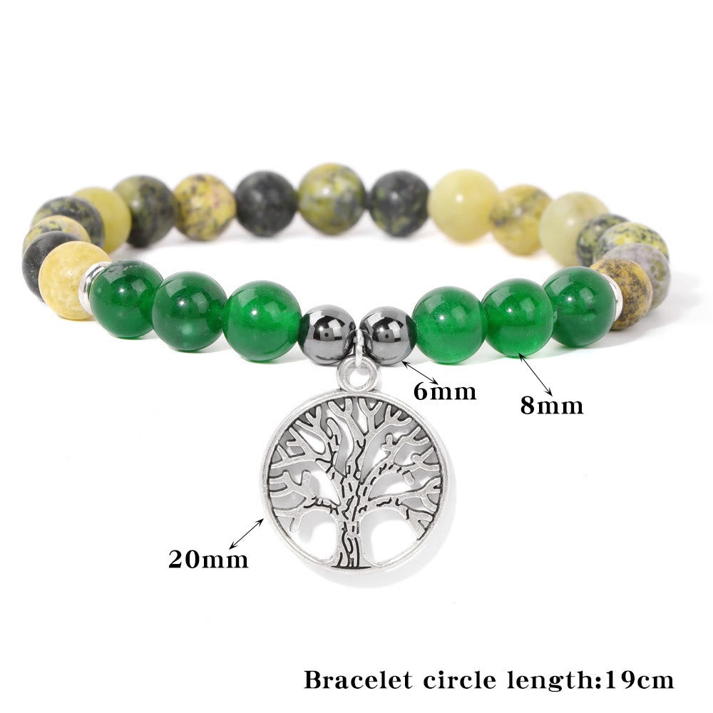 Avelena | Mila Armband mit Natürlichen Kristallen und Lebensbaum Design