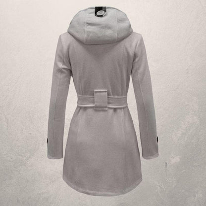 Avelena | Warmer und Trendiger Wintermantel mit Gürtel und Kapuze aus Baumwolle
