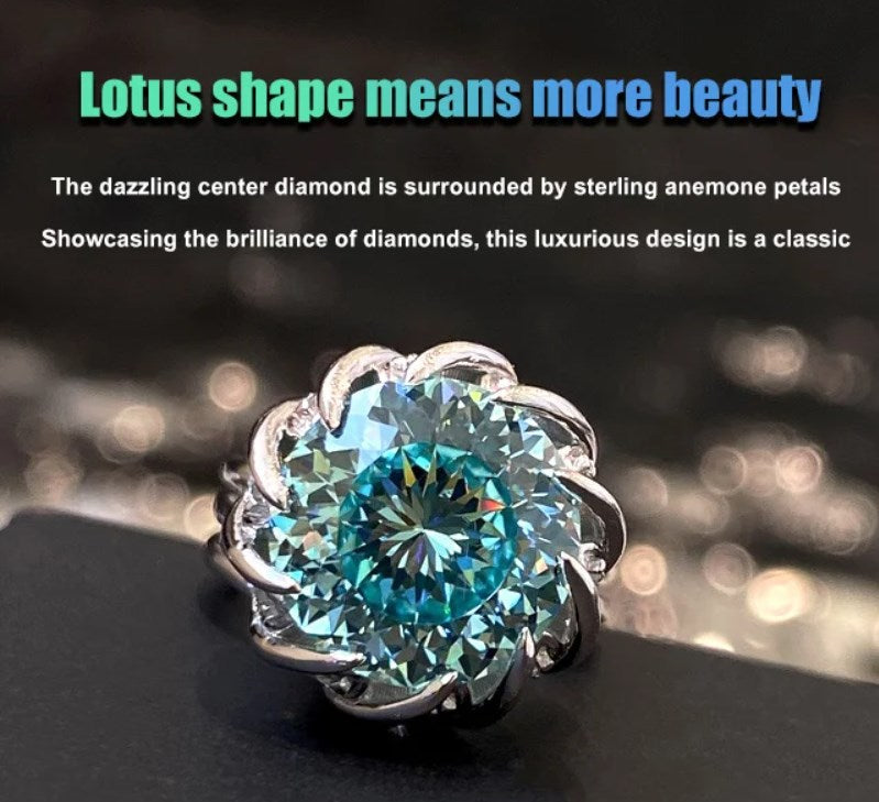 Avelena | 6 Karat Paraiba Blau-grün Lotus-Diamantring