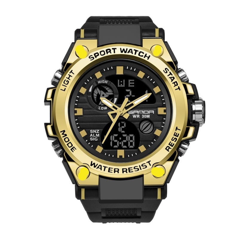 Avelena | Sportliche Dual-Display Mode Multifunktionale wasserdichte leuchtende Herrenarmbanduhr
