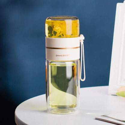 Avelena | Doppelwandige Glasflasche Mit Teesieb Und Infuser