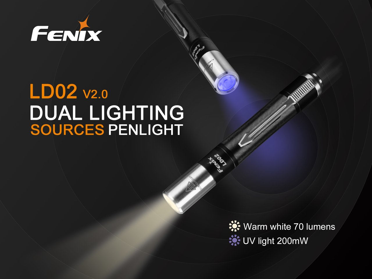 Avelena | Edisonbright Fenix Ld02 V2.0 Led Taschenlampenpaket 70 Lumen Neutral Weiß/Uv, Aluminiumkonstruktion