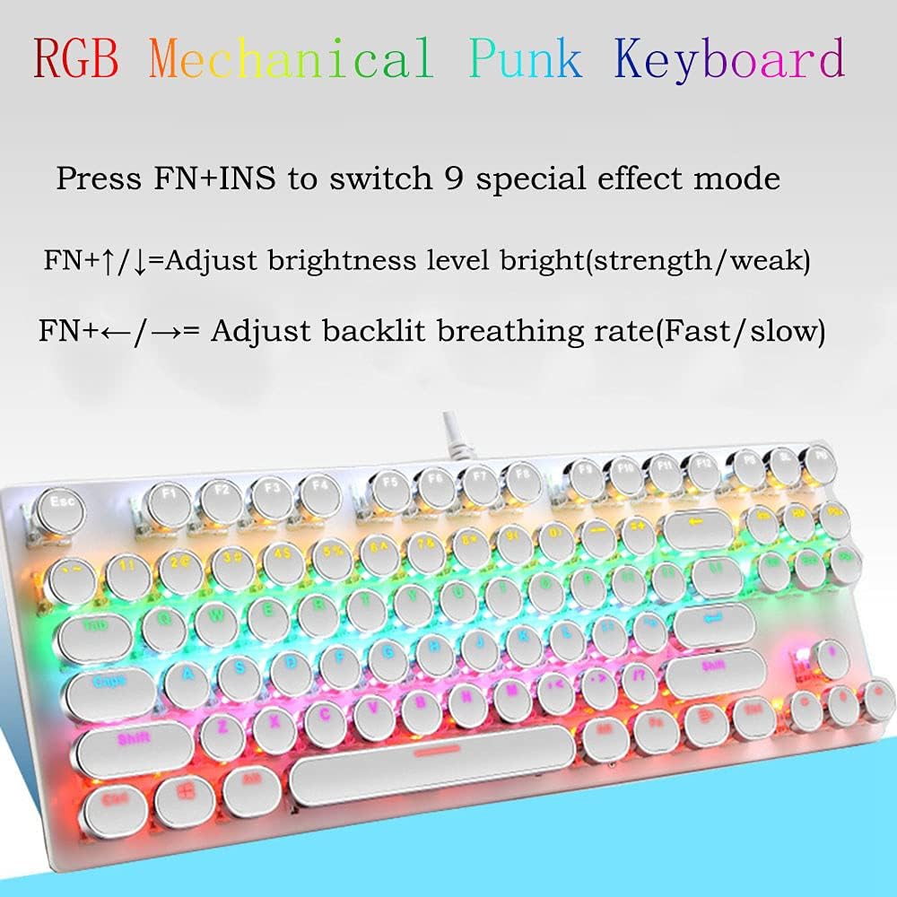 Avelena | 87-Tasten Mechanische Gaming-Tastatur RGB Hintergrundbeleuchtet Blaue Schalter