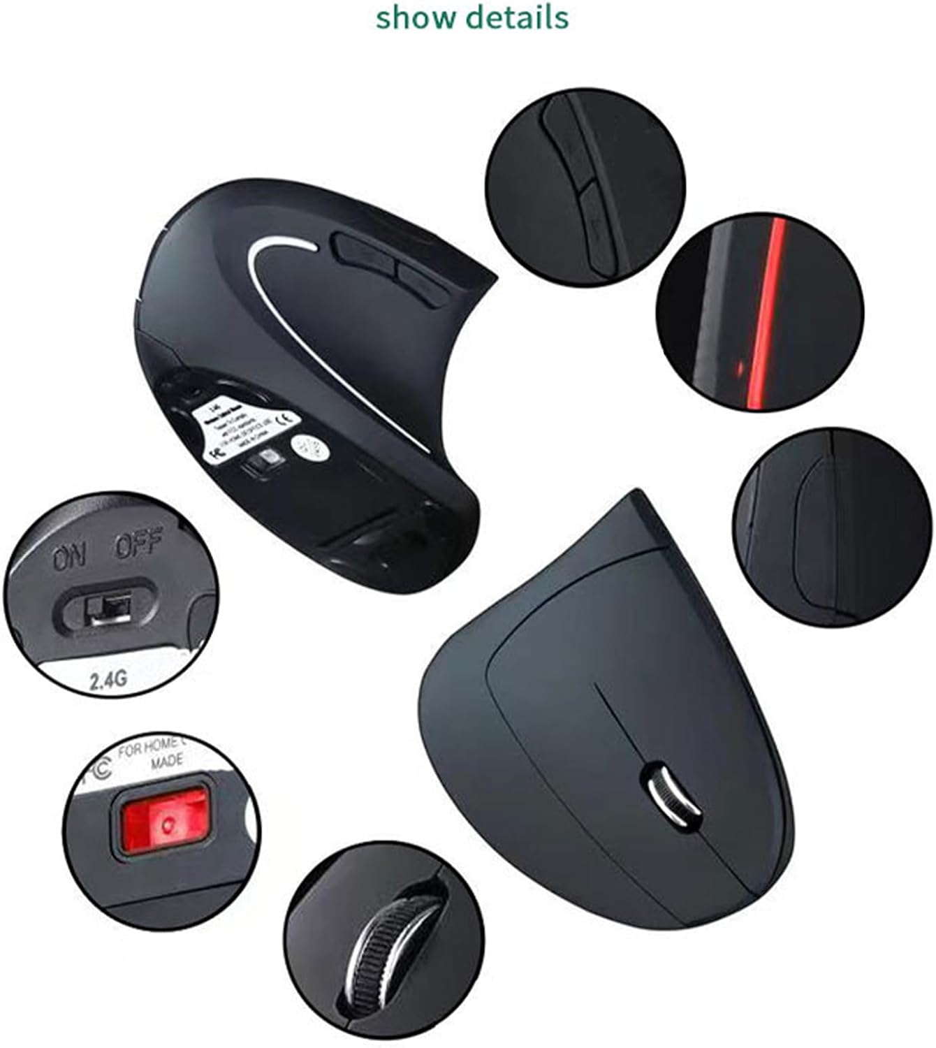 Avelena | Wiederaufladbare ergonomische vertikale kabellose Maus – Elvion