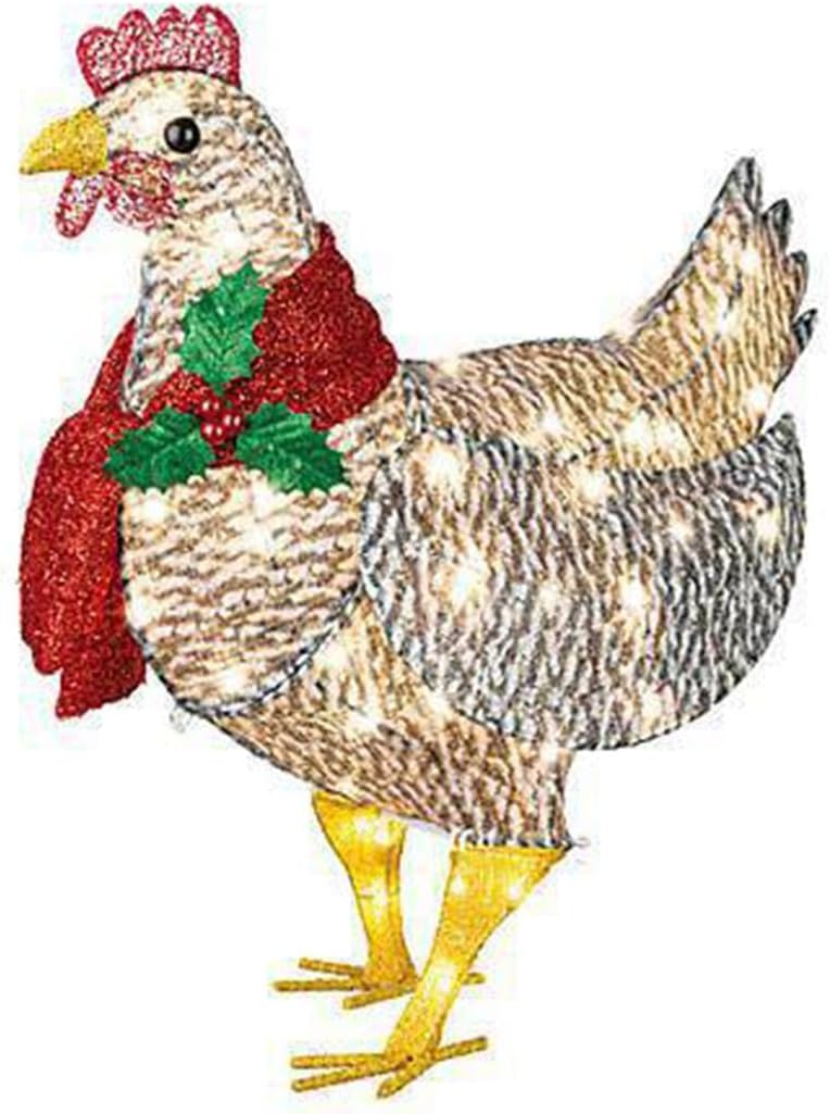 Avelena | WinterHen LED Huhn mit Schal – Leuchtende Weihnachtsdekoration für drinnen und draußen
