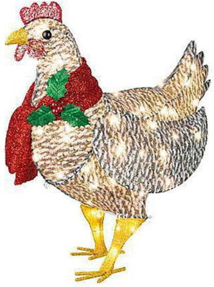 Avelena | WinterHen LED Huhn mit Schal – Leuchtende Weihnachtsdekoration für drinnen und draußen