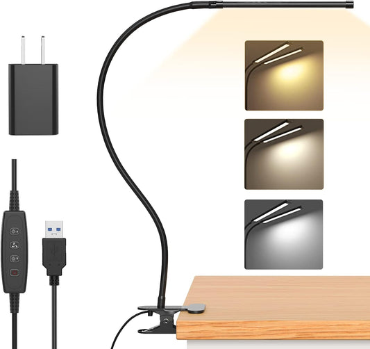Avelena | 77 LED Tischklemmlampe mit USB-Stromversorgung & flexiblem Schwanenhals – Serava