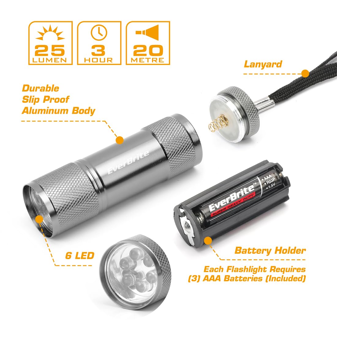Avelena | Everbrite 18Er-Pack Mini-Led-Taschenlampen Tragbar für Camping, Notfallversorgung, Abendlesen